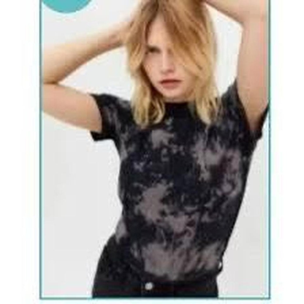 BDG Black & Gray Tie-Dye Short Sleeve Tank Top